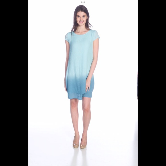 🌟Dip Dyed Capsleeve Double Layered Dress - Picture 1 of 5